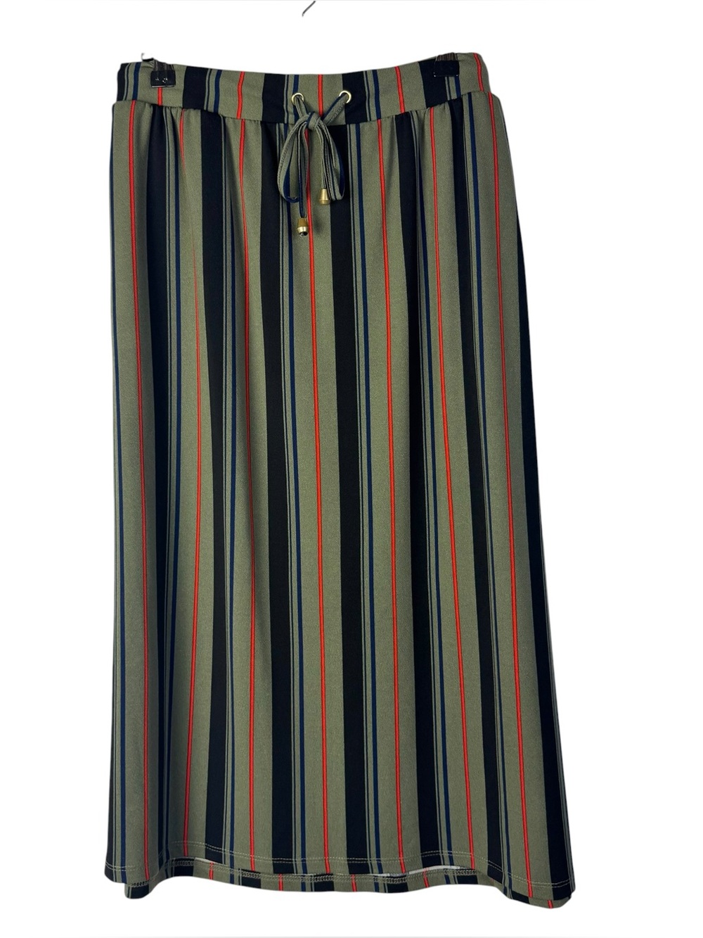 New York Laundry Green Black Stripe Straight Midi Skirt M